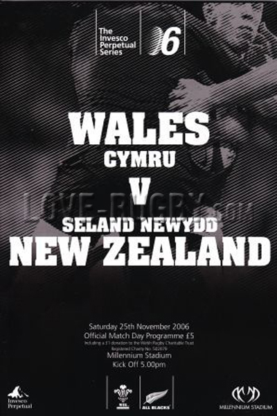 2006 Wales v New Zealand  Rugby Programme